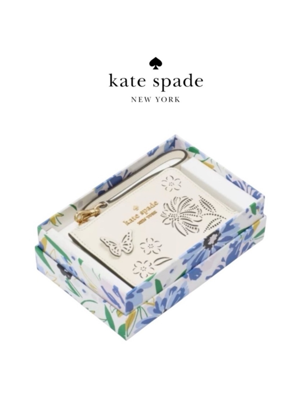 Kate Spade Madison Perforated Leather Wristlet Meringue BNIB